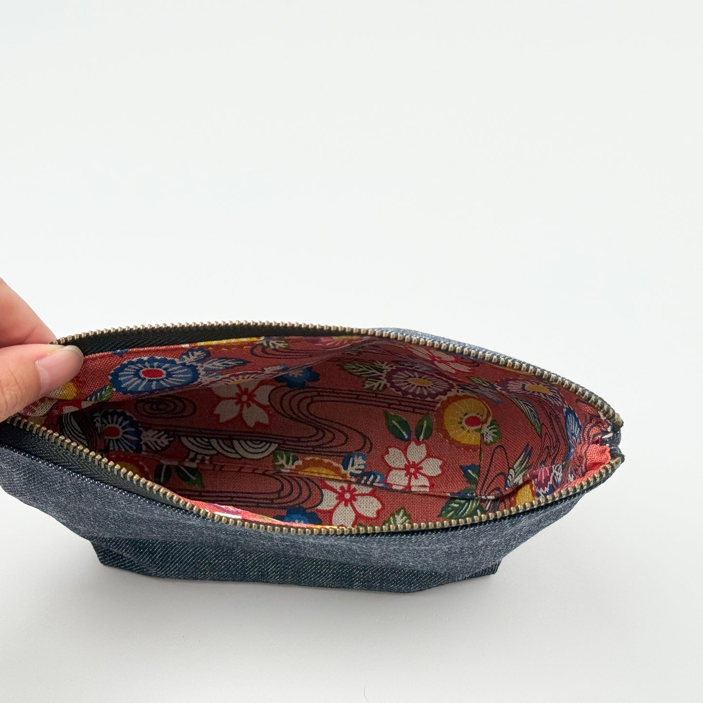 3・7・3デニムファスナーポーチ