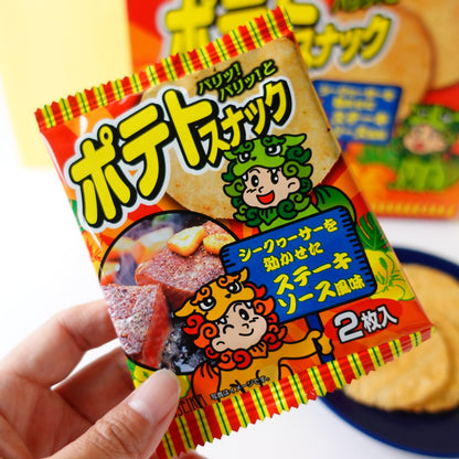 ポテトスナック シークワサーを効かせたステーキソース風味 16枚入り(2枚×8袋)