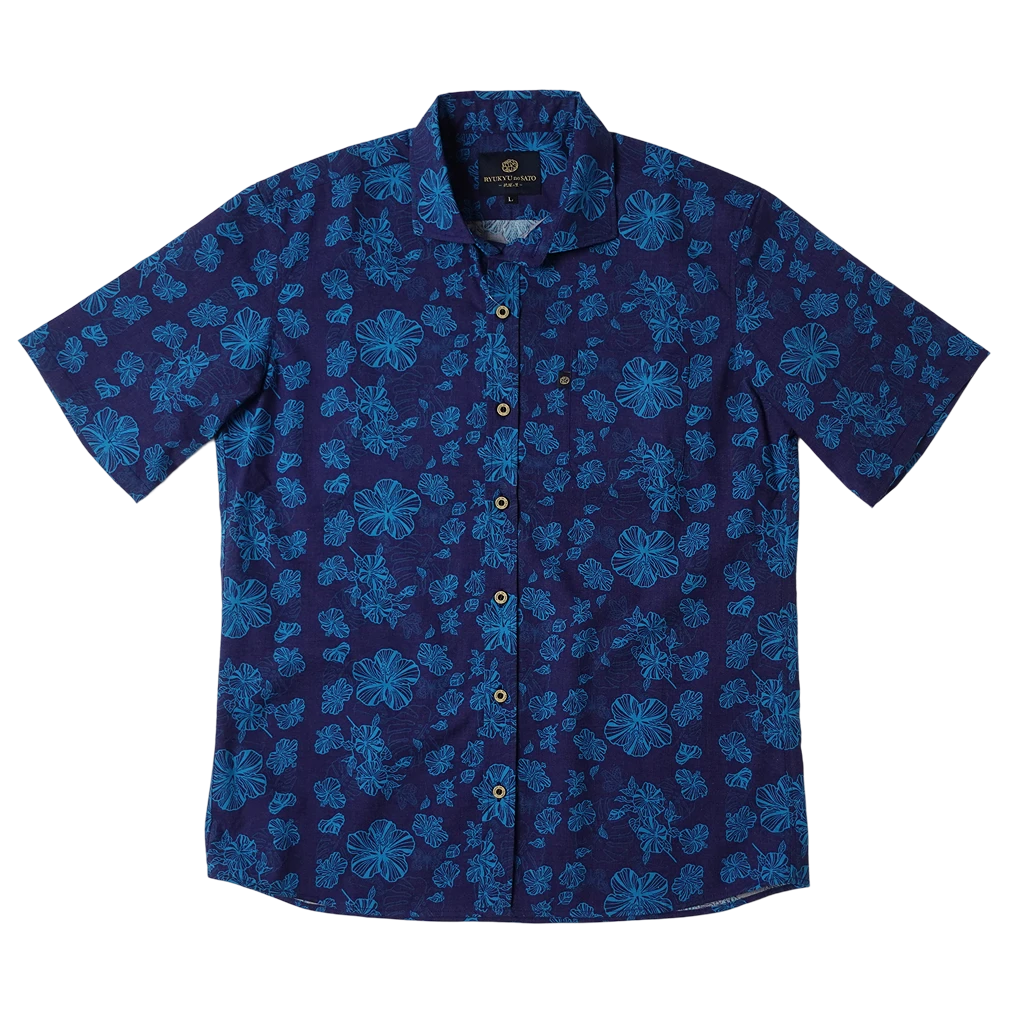 Men’s かりゆしウェア Watermark HAIBI(ワイドカラー）
