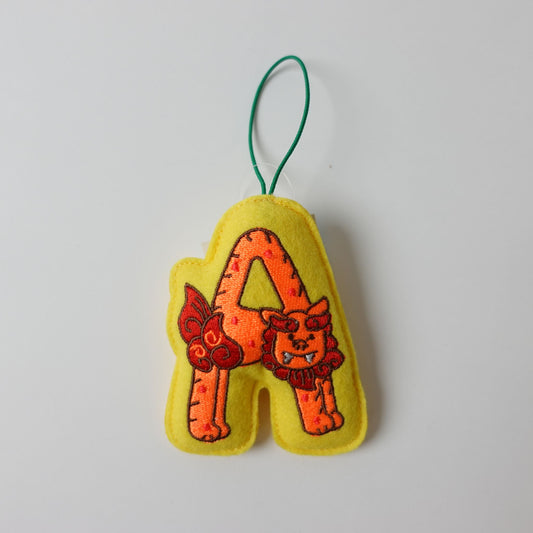 シーサーイニシャル フェルトストラップ