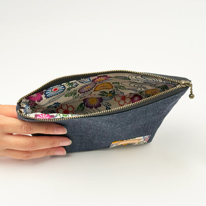 ３・７・３デニムファスナーポーチ