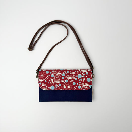 RYUKYU　COLLAGE 2way ポーチ(月とネコ柄)