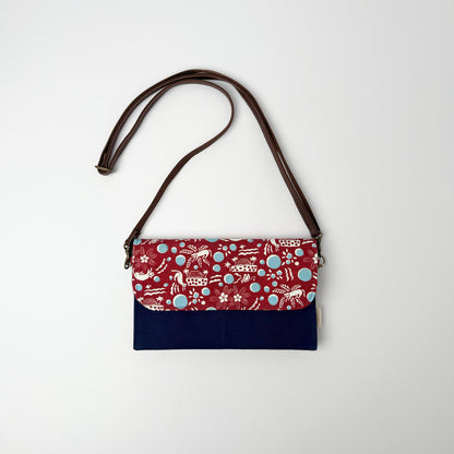 RYUKYU　COLLAGE 2way ポーチ(月とネコ柄)