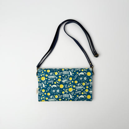 RYUKYU　COLLAGE 2way ポーチ(月とネコ柄)