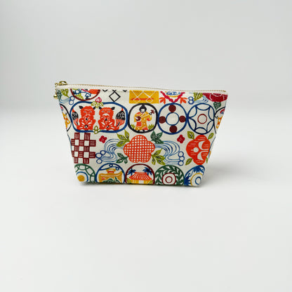 RYUKYU　COLLAGE マチ付きポーチ(ちゃんぷるー柄)