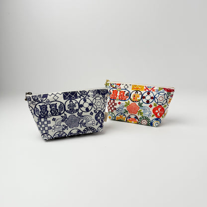 RYUKYU　COLLAGE マチ付きポーチ(ちゃんぷるー柄)