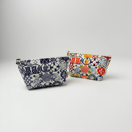 RYUKYU　COLLAGE マチ付きポーチ(ちゃんぷるー柄)