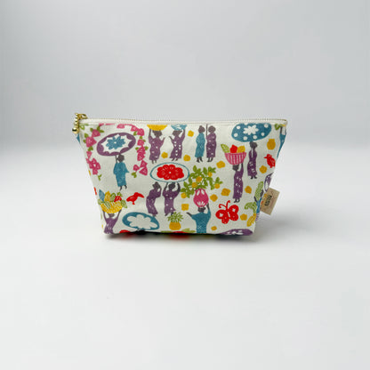 RYUKYU　COLLAGE マチ付きポーチ(市場柄)