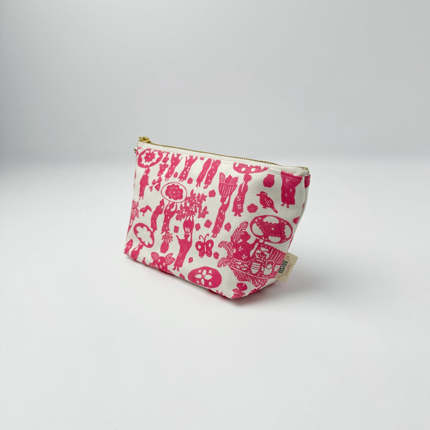 RYUKYU　COLLAGE マチ付きポーチ(市場柄)