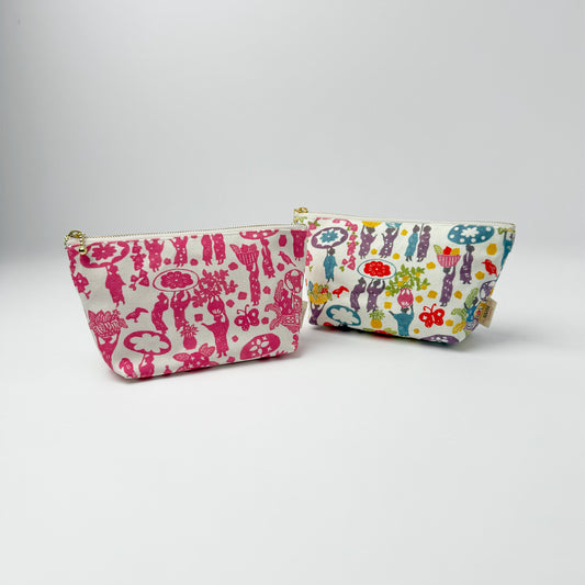 RYUKYU　COLLAGE マチ付きポーチ(市場柄)