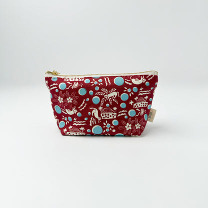 RYUKYU　COLLAGE マチ付きポーチ(月とネコ柄)