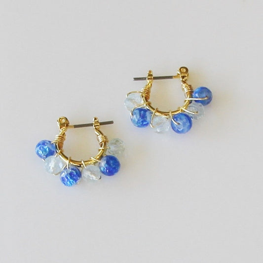 JEENAR ホワイトホタルガラス ピアス